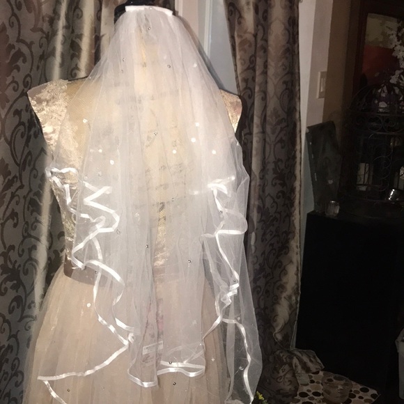 Beautiful 2T embellished with pearls veil - Picture 1 of 8
